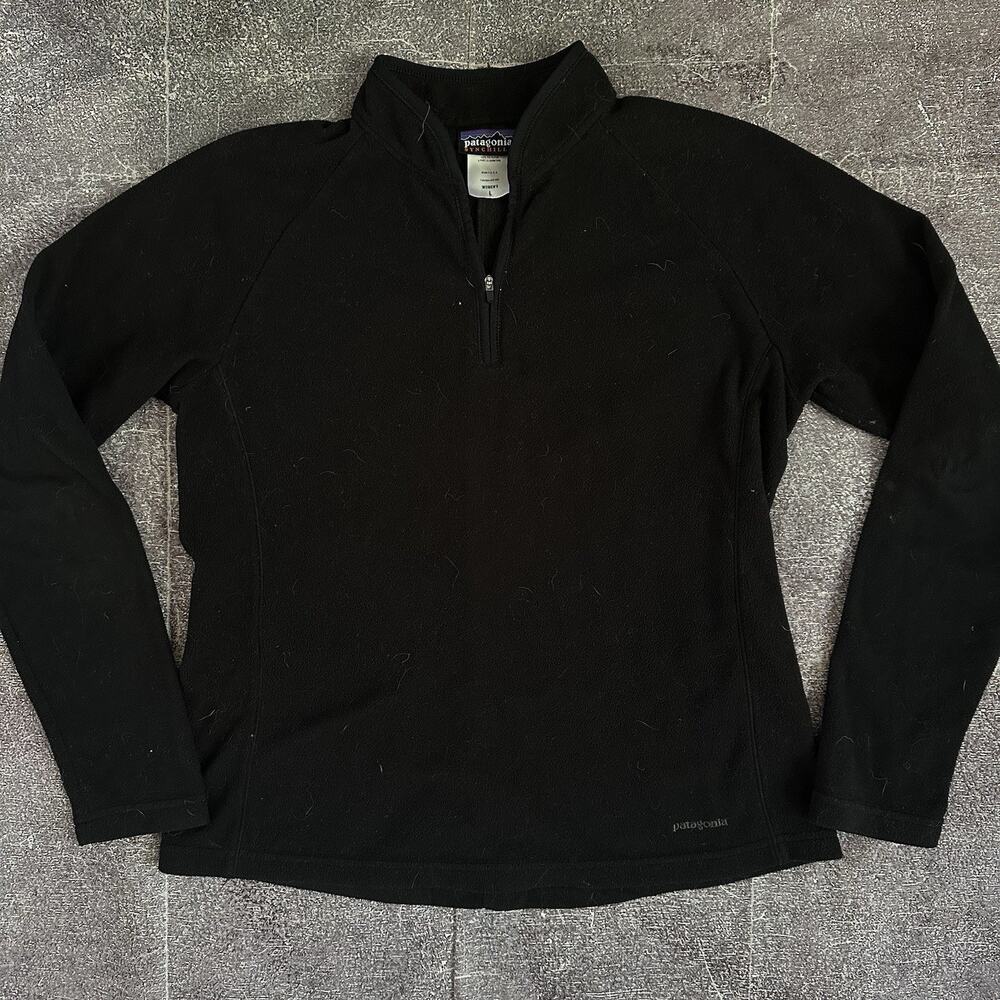 Women's Vintage Y2K Patagonia Synchilla USA Black Micro D Luxe 1/4 Zip Up Sz L